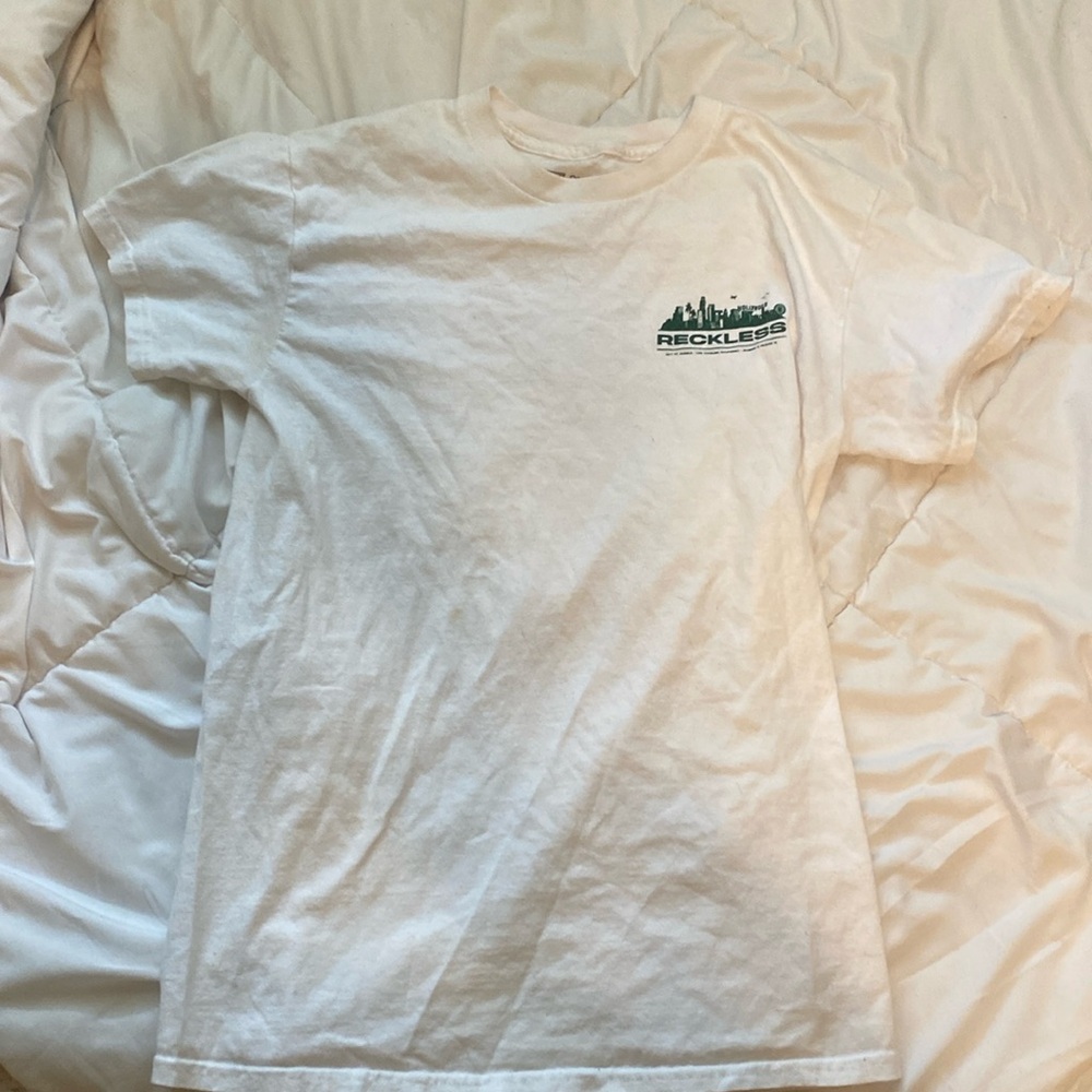 Oversized white “reckless” shirt